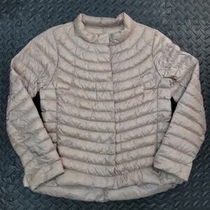 Athleta Goose Down Zip Up Puffer Jacket Rose Gold Athleisure Gorpcore Capsule